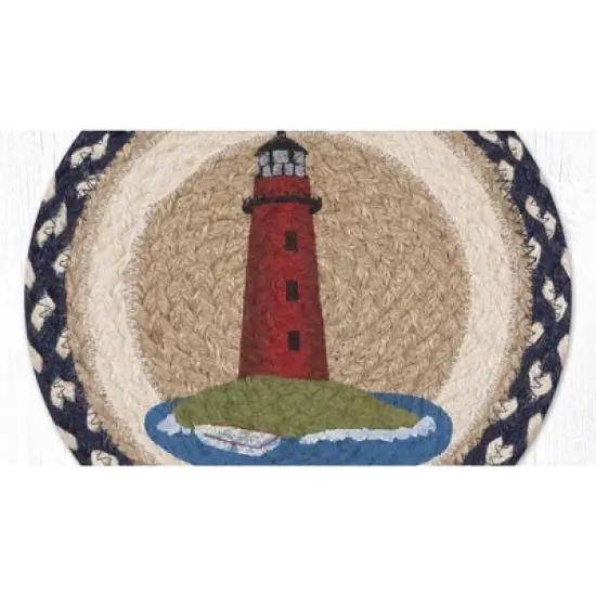 Earth Rugs Red Lighthouse Printed Round Trivet &ndash; 10" Coastal Kitchen Accent image {1}