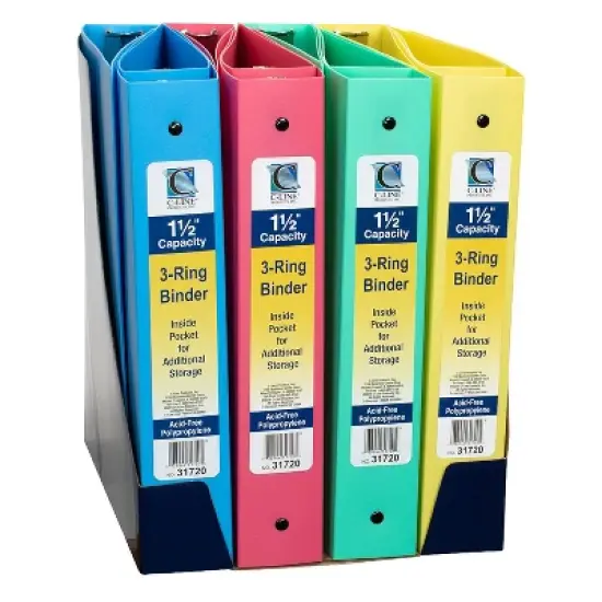 C-Line 3-Ring Binder, 1.5" Capacity, Assorted Tropic Tones, Pack of 3 image {2}