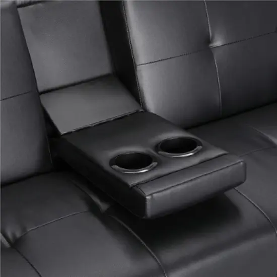 Yaheetech Convertible Faux Leather Sofa Bed Futon with Armrest image {5}