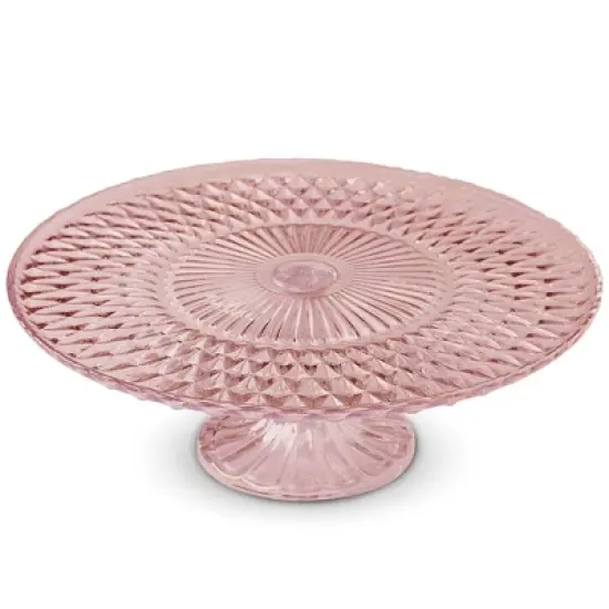 Amici Home Rochester Footed Glass Cake Stand - Vintage Diamond Pattern Round Pedestal for Dessert Display, Housewarming, Dining Decor, Weddings image {7}