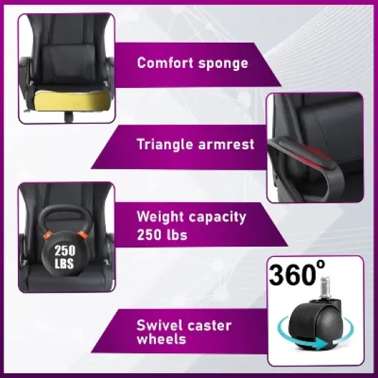 BestMassage Gaming Desk Chair Office Chair Computer Chair with Armrests 360&deg; Swivel Lumbar Support Executive Task Chair for Adults image {5}