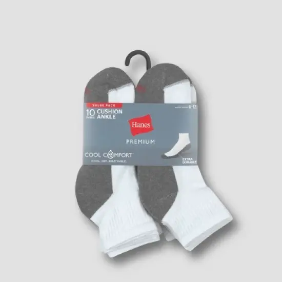 Hanes Premium Men's Cool Comfort Ankle Socks 10pk image {4}
