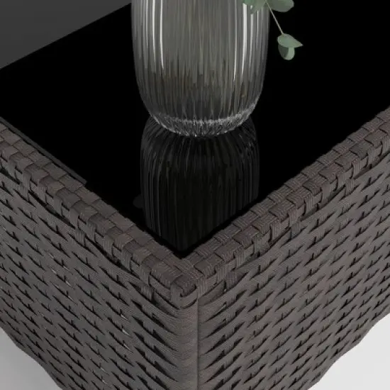 Decksplore Outdoor Lounge Set PE Wicker with Iron Frame Navy Blue Sofa & Coffee Table Combo image {3}