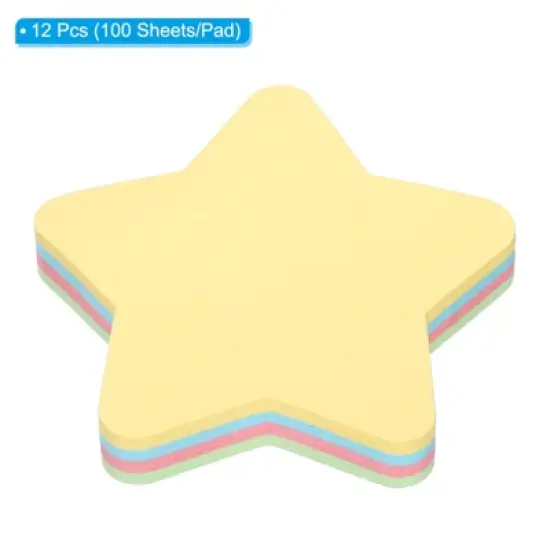 Unique Bargains Star Shape Bright Colorful Sticky Notes 100 Sheets/Pad image {2}