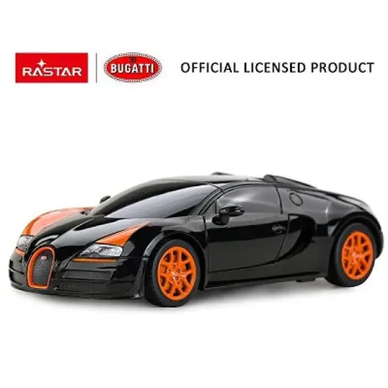 Link Ready! Set! play!1:24 Scale Radio Remote Control Bugatti Veyron Car Toy - Black/Orange image {1}