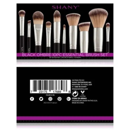 SHANY Black OMBR&Eacute; Pro Essential Makeup Brush Set  - 10 pieces image {2}
