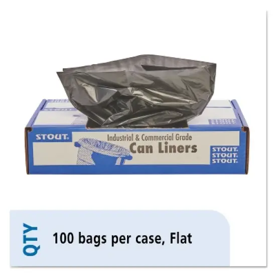 Stout by Envision Total Recycled Content Plastic Trash Bags, 65 gal, 1.5 mil, 50" x 51", Black/Brown, 100/Carton image {10}