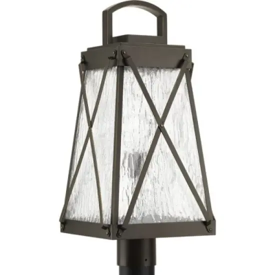 Progress Lighting, Creighton, 1-Light Outdoor Post Lantern, Antique Bronze, Clear Water Glass Shade image {2}