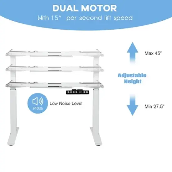 Costway Electric Stand Up Desk Frame Dual Motor Height Adjustable Stand White\Black image {8}