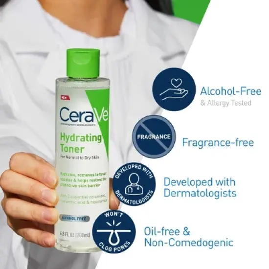 CeraVe Hydrating Toner for Face, Alcohol Free Facial Toner for Normal to Dry Skin - 6.8 fl oz image {2}