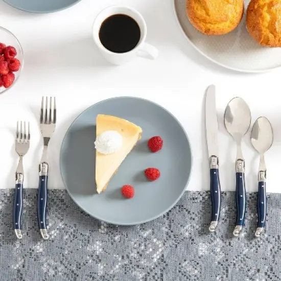 French Home Laguoile 20pc Stainless Steel Silverware Set Navy: Flatware Set for 4, Includes Knives, Forks, Spoons image {2}