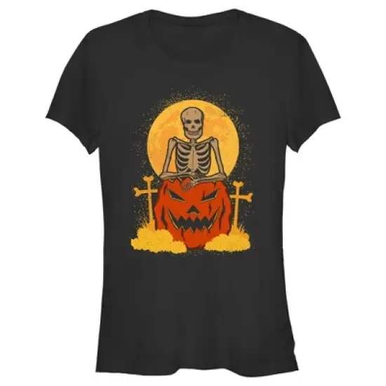Junior's Lost Gods Halloween Skeleton and Jack-O'-Lantern T-Shirt image {3}