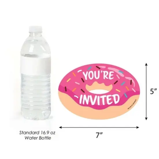 Big Dot of Happiness Donut Worry, Let's Party - Shaped Fill-in Invitations - Doughnut Party Invitation Cards with Envelopes - Set of 12 image {3}