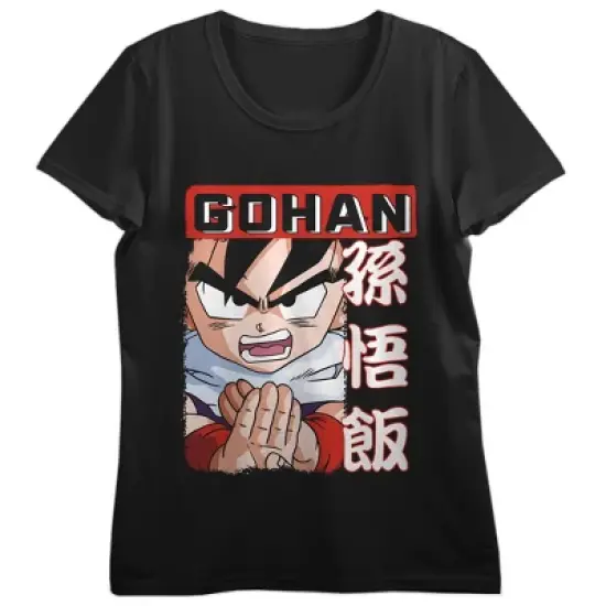 Dragon Ball Z Gohan Close Up Art Crew Neck Short Sleeve Black Women's T-shirt image {3}