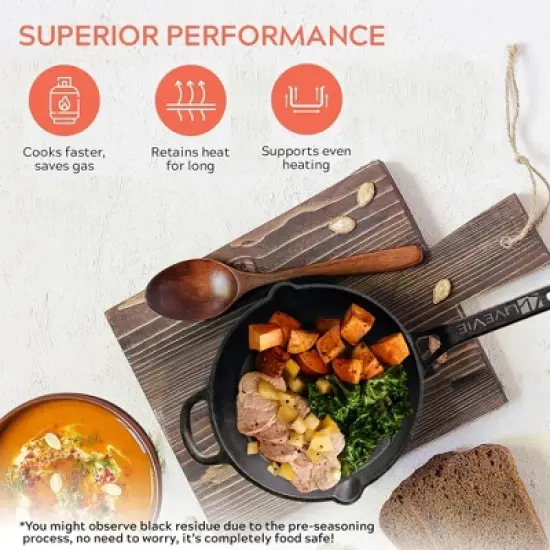 Amber Sports Cast Iron Handle Tawa with Long Handle, Shallow Frying Pan for Roti, Dosa, Pancakes, Induction & Outdoor Cooking &ndash; 10 Inch image {7}