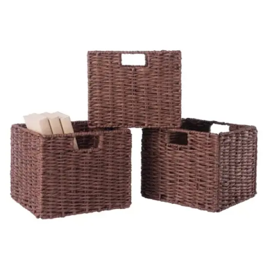 4pc Adriana Storage Bench with Baskets Walnut - Winsome image {11}