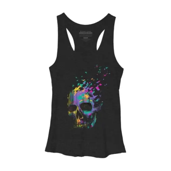 Women's Design By Humans Defragged Colorful Skull By DBHOriginals Racerback Tank Top image {4}