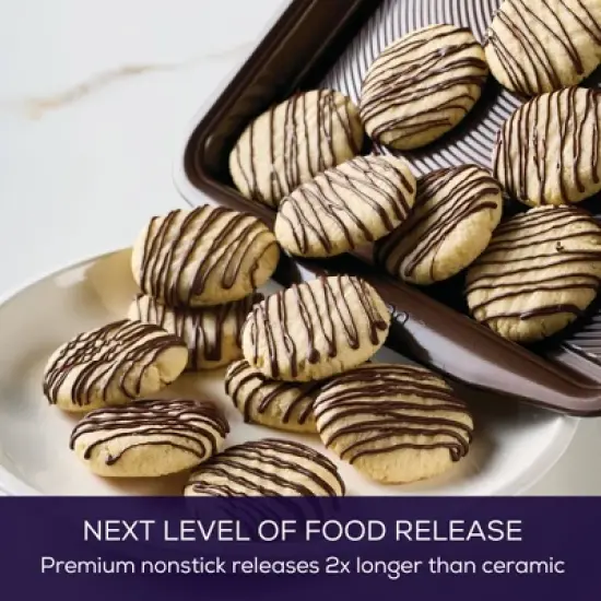 Circulon Nonstick Cookie Sheet Set Chocolate Brown: Steel Baking Pan, Even-Heating, Dishwasher & Oven Safe, 16.5"x12.1" image {2}