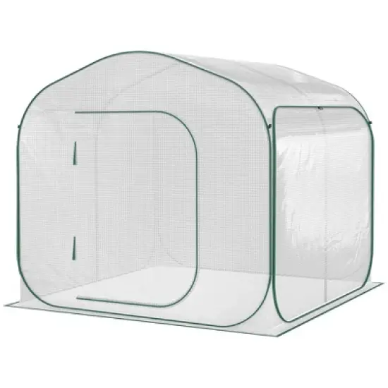 Outsunny 7' x 7' x 6' Portable Walk-in Greenhouse, Pop-up Setup, Outdoor Garden Canopy Hot House, Zipper Door image {7}