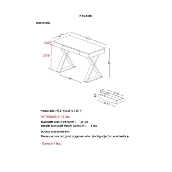 Trendy Desk with Drawer Espresso - Techni Mobili image {5}