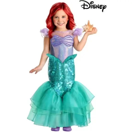 HalloweenCostumes.com 4T Girl Toddler Girl's Disney The Little Mermaid Ariel Halloween Costume with Sequin Pattern for Playtime,  Purple/Green image {3}