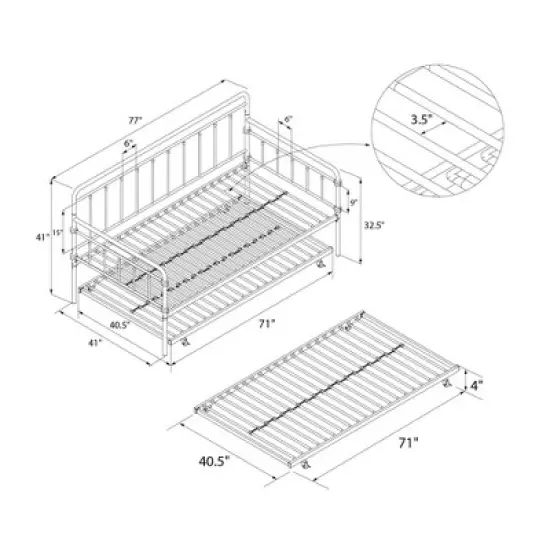 Twin Waldorf Metal Daybed/Trundle - Room & Joy image {11}