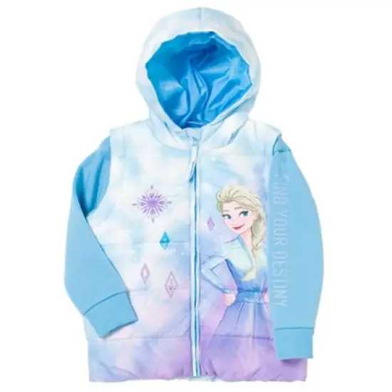 Disney Frozen Elsa Girls Zip Up Vest 2fer Jacket Little Kid  image {2}