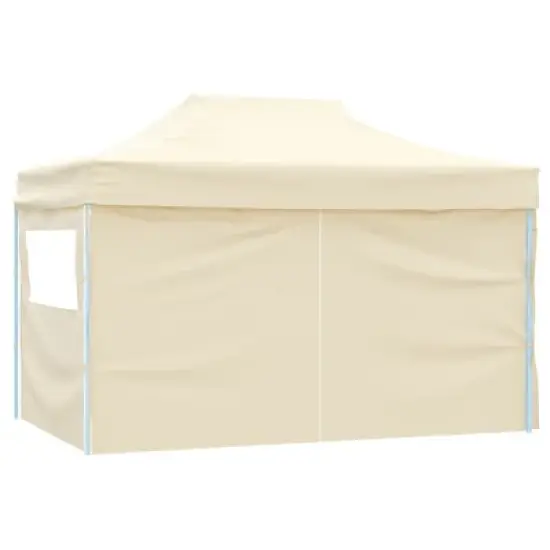 vidaXL Foldable Tent Pop-Up with 4 Side Walls 9.8'x14.8' Cream White image {3}