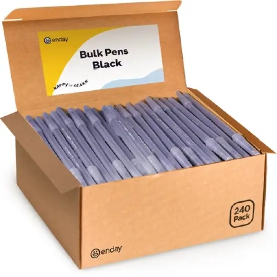 Enday Bulk Ballpoint Pens (240 Pack) Ink pens bulk, Medium Point 1.0mm, office, Smooth Writing black ink pens for School, Home, and Office. image {7}