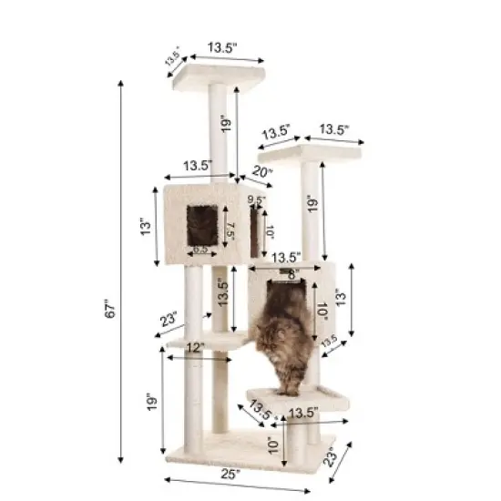 Armarkat Multi-Level Real Wood Cat Tree With Two Spacious Condos, Perches for Kittens Pets Play A6702 image {7}