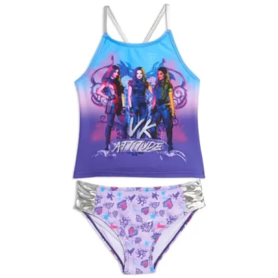 Disney Descendants Mal Evie Uma Girls Tankini Top and Bikini Bottom Swim Set Little Kid to Big Kid image {3}