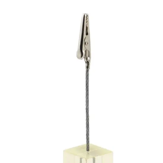 Unique Bargains Office Cube Design Desk Desktop Photo Card Memo Clip Holder Clear 1 Pc image {3}