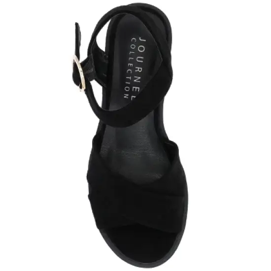 Journee Collection Womens Cressida Crisscross Strap Stacked Heel Sandals image {3}