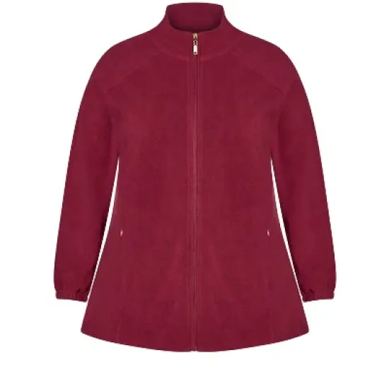 Women's Plus Size Polar Fleece Zip Jacket - Plum | AVENUE image {2}