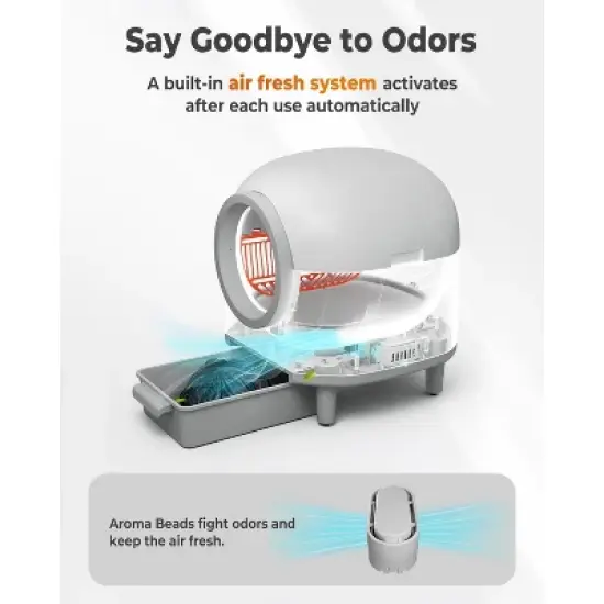 HINXIETIE Self Cleaning Litter Box, 100L Automatic Litter Box Self Cleaning for Multiple Cats, Smart Robot Litter Box with APP Control, Trap Mat image {6}