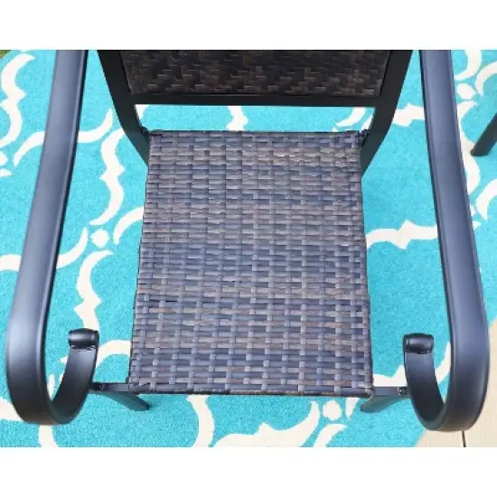 7pc Patio Dining Set with Table & Wicker Rattan Chairs - Captiva Designs image {14}