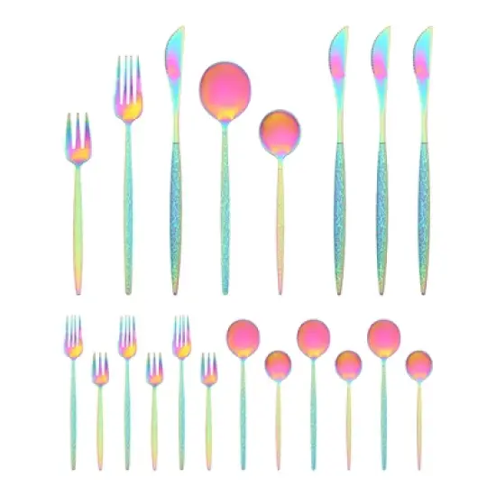 REGALWOVEN 20 Pcs Stainless Steel Mirror Polished Flatware with Knife Spoons and Forks Set, Silverware Set with Grain image {8}