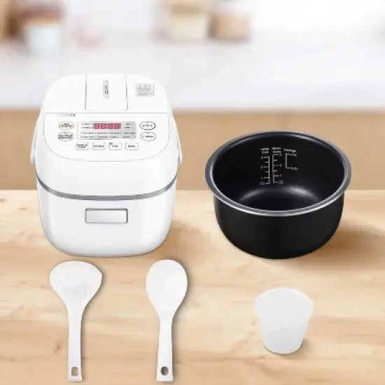 Toshiba Rice Cooker (3 Cups Uncooked, 6 Cups Cooked) with Fuzzy Logic Technology, White image {4}