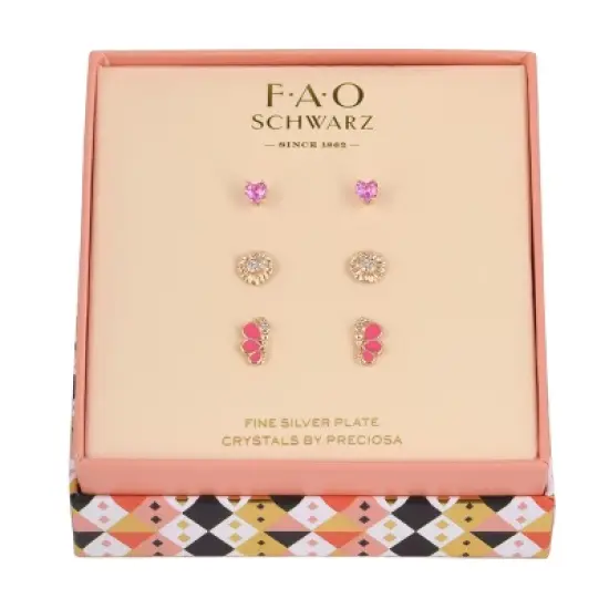 FAO Schwarz Gold Tone Butterfly Trio Earring Set image {1}