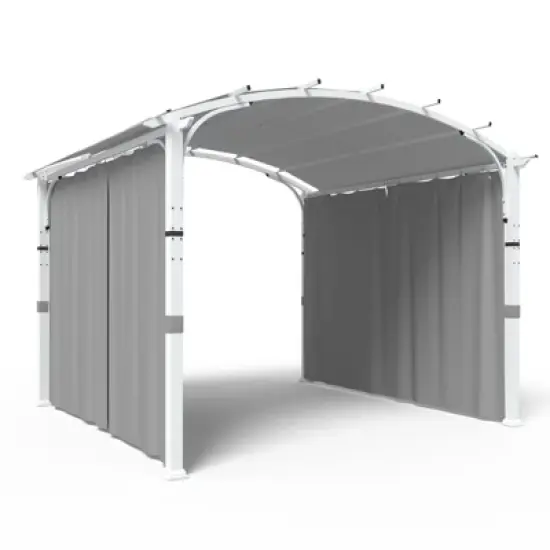 EAGLE PEAK 11'x11' Outdoor Textilene Top Pergola with Sidewalls, Gray image {7}