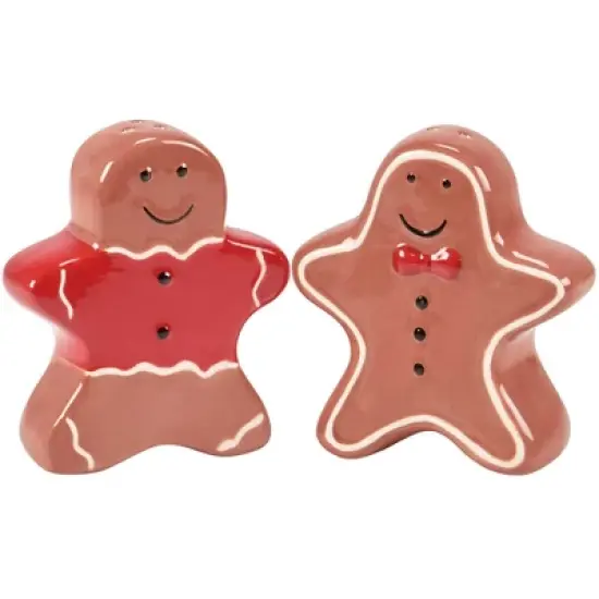 Primitives By Kathy 3.25 In Gingerbread Salt & Pepper Shakers Set Christmas Salt And Pepper Shaker , Colorful Glazed Finish (2PC) image {3}