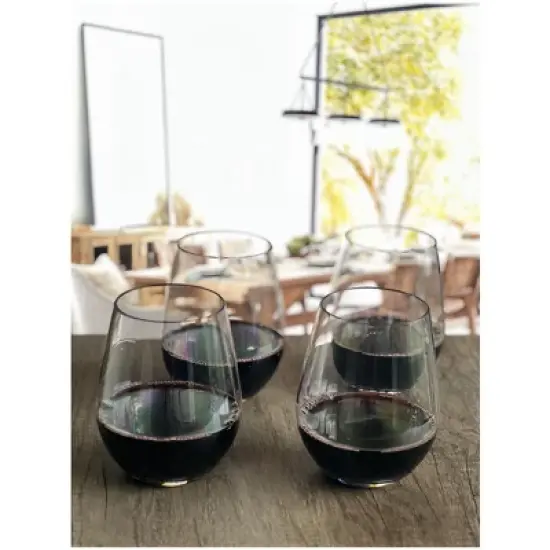 Oval Halo Tritan Glasses Drinking Set of 4 Hi Ball (20oz), Plastic Drinking Glasses, BPA Free Cocktail Glasses, Drinkware Set, Plastic Water Tumblers image {3}