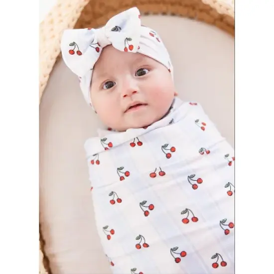 Stretchy Swaddle | Cherry Picker | Charlie Lou Baby image {4}