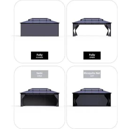 GustoWave 10' x 12' Heavy Duty Hardtop Patio Gazebo for Garden, Patios, Lawns image {4}