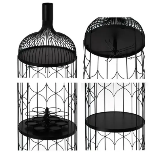 Vintiquewise Creative Bottle Shaped Black Wine Holder Rack Holder for Dining Room, Office, and Entryway image {6}