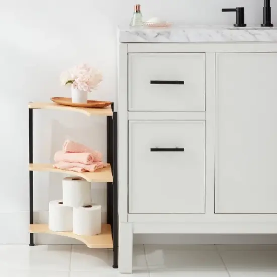 Small Space Wood Storage Cabinet Black Metal - Brightroom&trade; image {1}