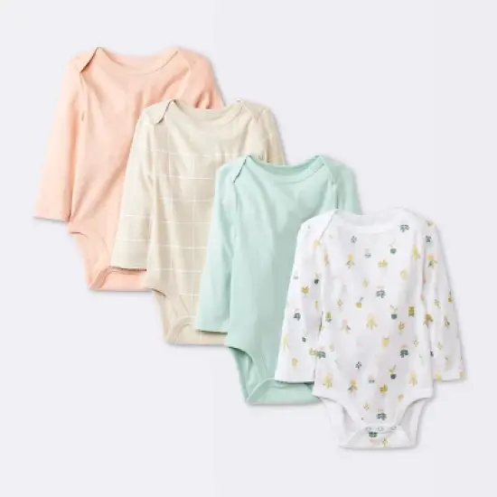 Baby Girls' 4pk Long Sleeve Bodysuit - Cloud Island&trade; Floral image {5}