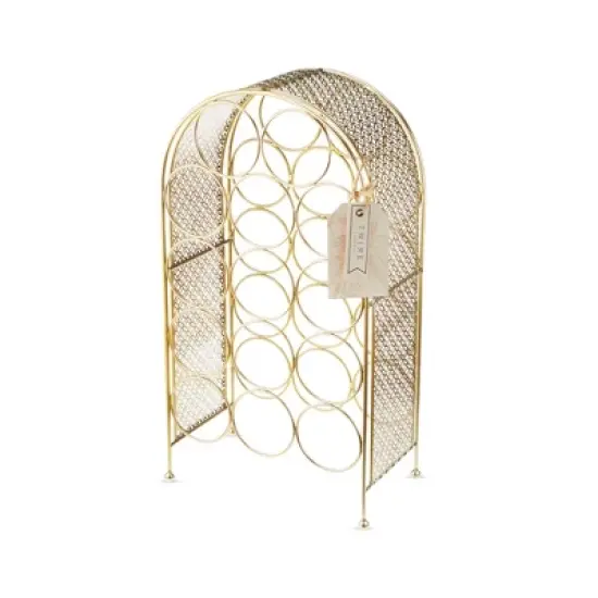 Twine Trellis Wine Rack, Holds 14 Bottles, Gold Countertop Wine Storage, Cast Iron image {5}