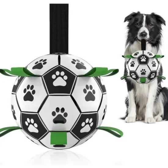 Soccer Design Pet Toy With Straps For Dogs To Chew On. Used For Training, Playing, Teeth Cleaning, And Interactive Retrieval. Suitable for Dogs image {7}