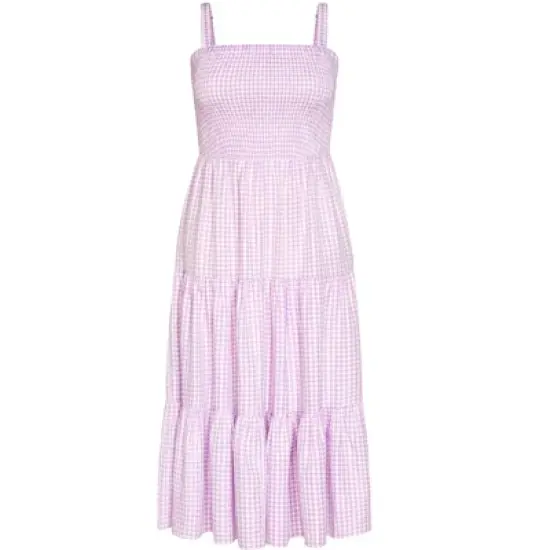 Women's Plus Size Gingham Maxi Dress - lavender | CITY CHIC image {2}